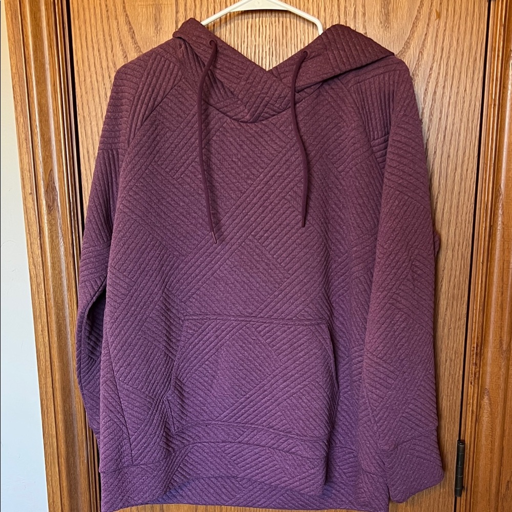 GreenTea‎ Quilted Hoodie Sweatshirt Plum Purple XL Kangaroo Pocket Cozy Soft
